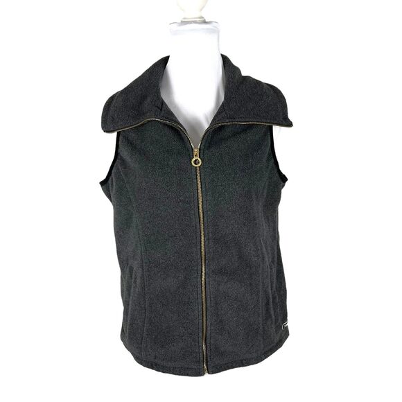 Calvin Klein Vest Womens Large Gray Fleece Zip Front Pockets - Picture 1 of 6